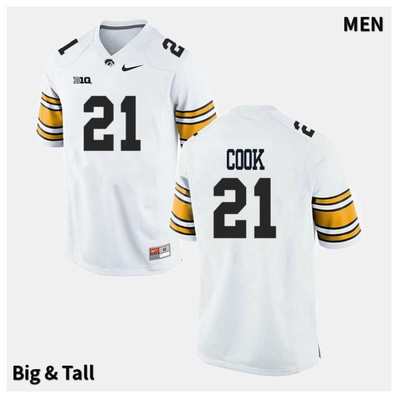 Men's Iowa Hawkeyes NCAA #21 Sam Cook White Authentic Nike Big & Tall Alumni Stitched College Football Jersey FB34P35AG